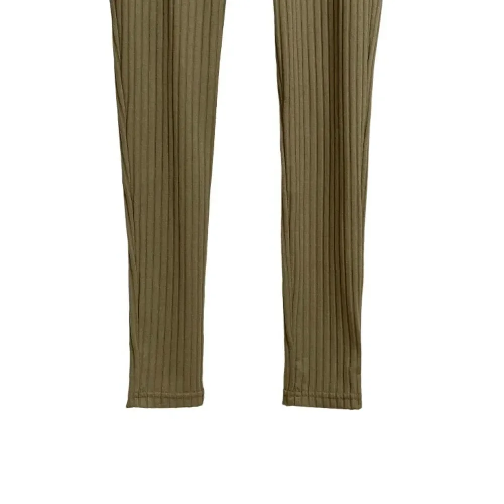 NWT Forever 21 High Rise Ribbed Leggings Women's Sz S Sage Athleisure Loungewear